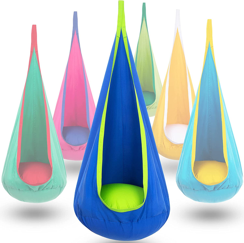 Kids Pod Swing Seat Hanging Hammock Chair Sensory Indoor Outdoor Blue Green8