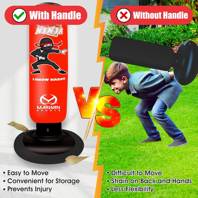 5 in 1 Inflatable Punching Bag 63" Karate Set w Gloves for Kids 4 126