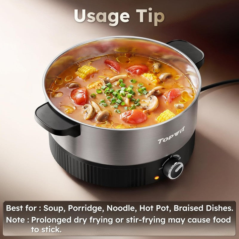 4.5L Electric Hot Pot Stainless Steel Dual Power 1200W Fast Heating Black3