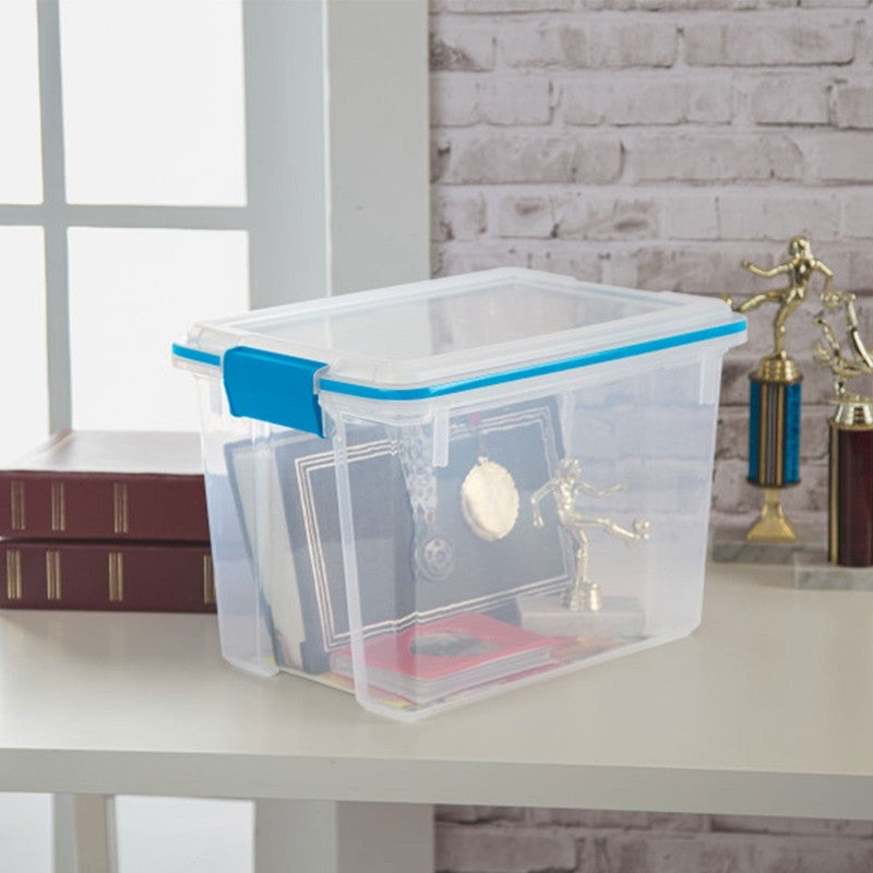 20 Qt Gasket Box, Stackable Storage Bin with Latching Lid, 6 Pack6