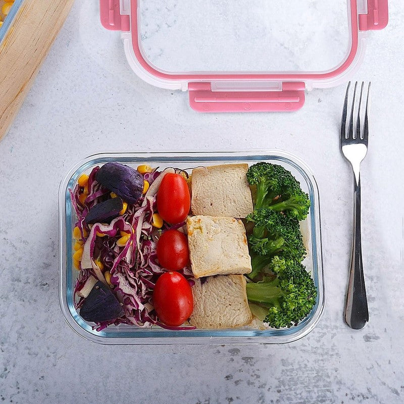 10 Pack Glass Meal Prep Containers Airtight Snap Lock Lids Pink4