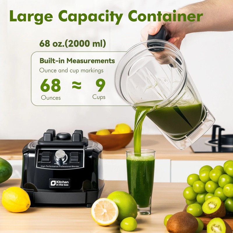 68oz Countertop Blender 1450W 2HP Smoothie Ice Crushing 8 Blade Black3