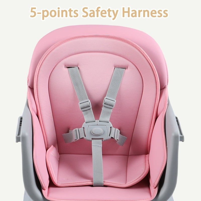 8 in 1 Baby High Chair, Toddler Dining Booster Seat for Eating, Pink Grey5