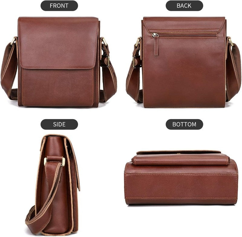 Leather Messenger Crossbody Bag Men Work Business Casual Adjustable Strap4