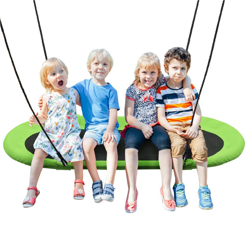 60" Saucer Tree Swing, Adjustable Outdoor Kids Giant Oval Platform, Green0