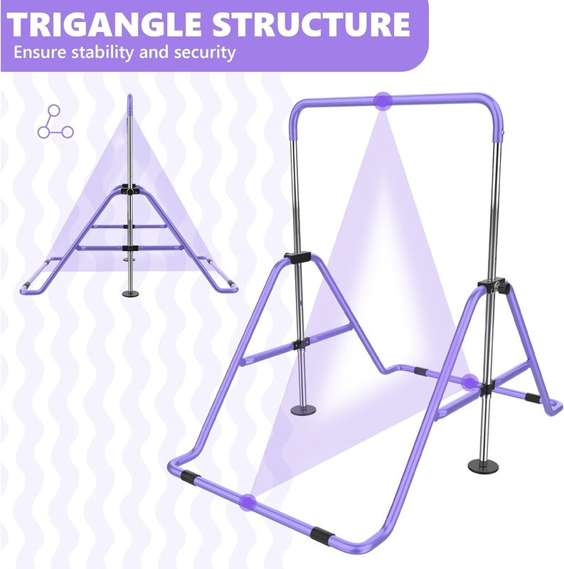 Foldable Kids Gymnastics Bar w/ Mat Adjustable Horizontal Gymnastics Equipment4
