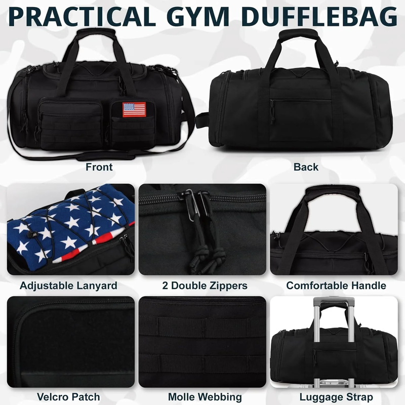 25.6In Gym Bag for Men, 50L Large 3 in 1 Sports Travel Duffle Bag with Shoes Com2