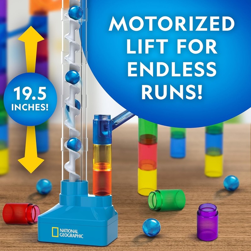 National Geographic Marble Run with Motorized Elevator   95 Piece Marble Maze Ki1