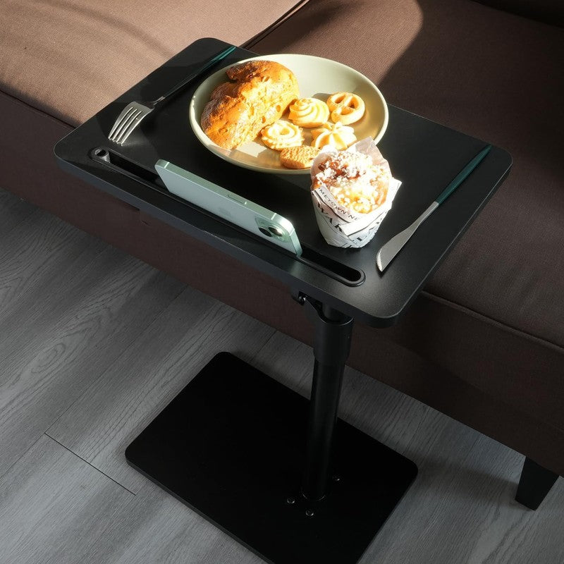 360° Swivel Adjustable Sofa Arm Tray Table Black Side Table3
