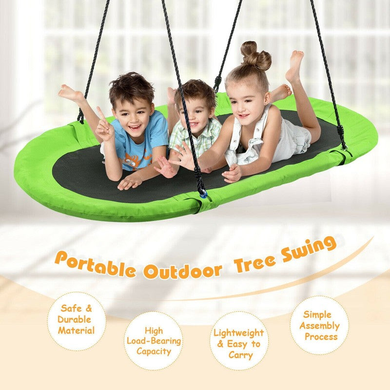 60" Saucer Tree Swing, Adjustable Outdoor Kids Giant Oval Platform, Green5