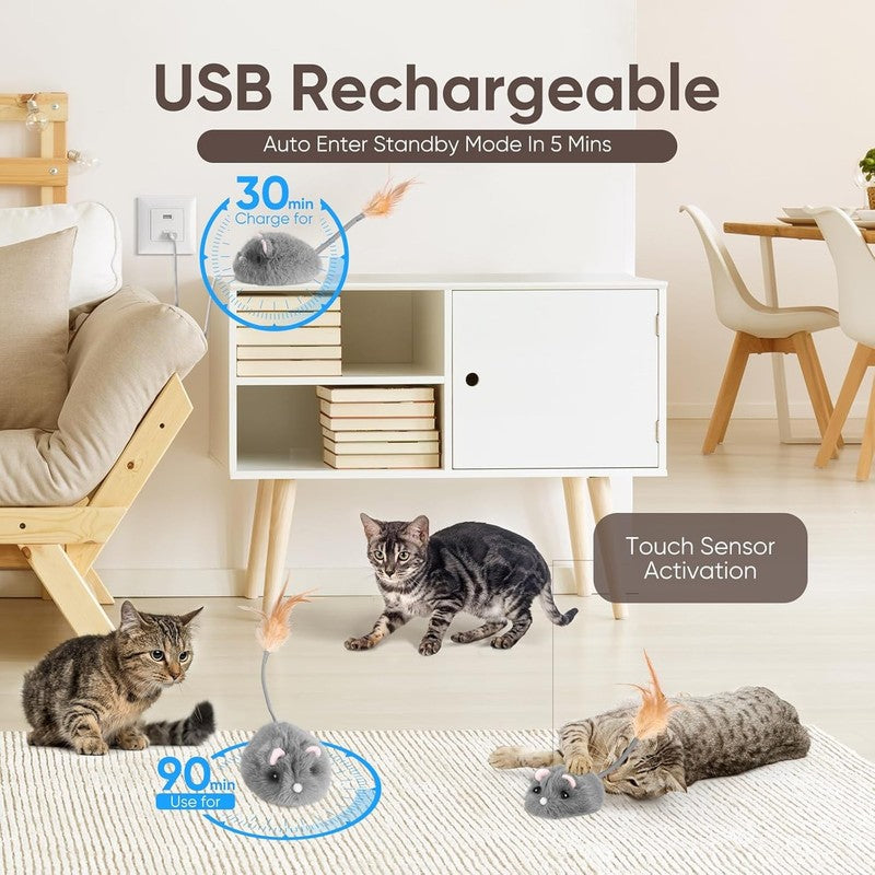 Remote Control Cat Toy Rechargeable Cat Mouse Toy Automatic Interactive Cat Toys5