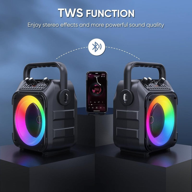 Karaoke Machine, Portable Bluetooth Speaker with 2 Wireless Microphones for Adul7