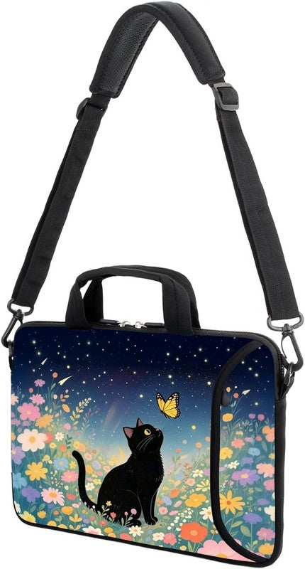 15.6 Laptop Sleeve Case Cat Shoulder Strap Handle Accessory Pocket2