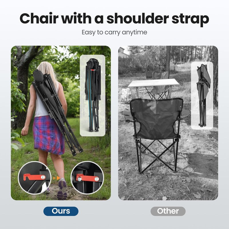 2-Pack Oversized Camping Chair Heavy Duty High Back Camping Chairs 500Lbs Capaci8