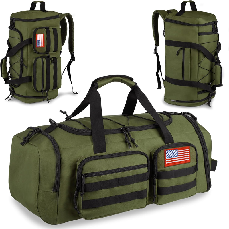 50L Tactical Gym Bag 3in1 Duffle Backpack Travel Weekender Shoe Pocket0