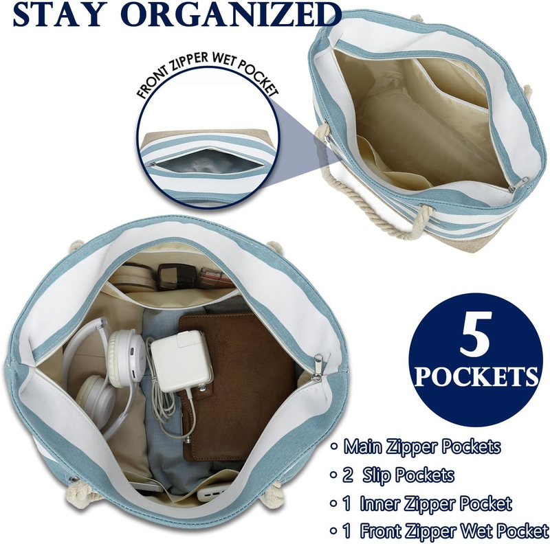 Beach Tote Bag Waterproof Pool Travel Canvas Bag for Women3