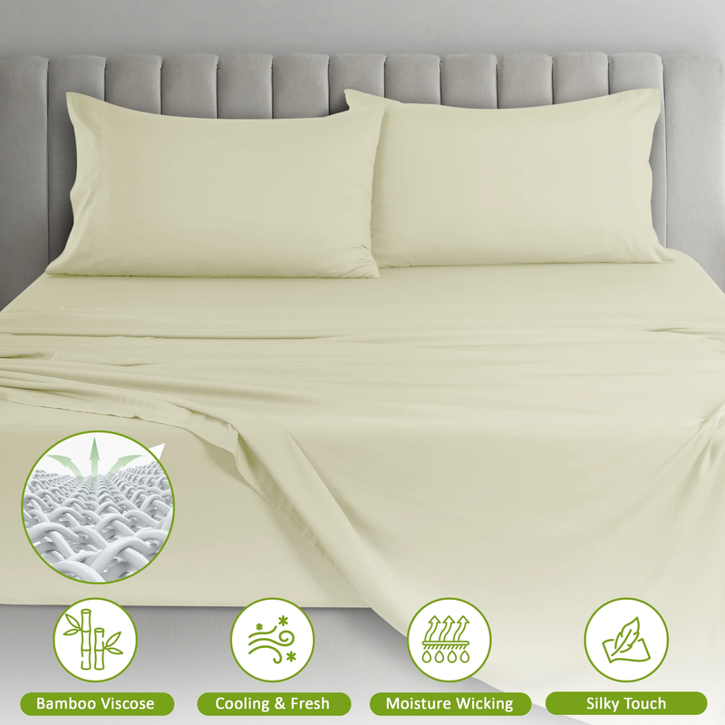 Rayon from Bamboo Blend Sheets Queen Size - 4 Piece Deep Pocket Bed Sheets Set, 5