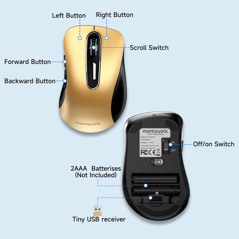 2.4GHz Wireless Mouse 1200 DPI 5 Button USB Receiver PC Laptop Bumblebee2