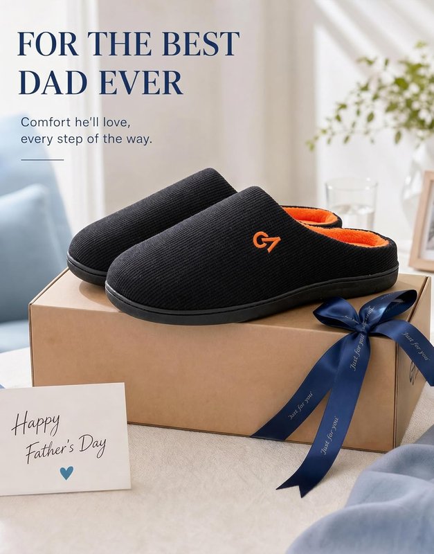 Men'S Two Tone Memory Foam House Slippers Indoor Outdoor Durable Rubber Sole2