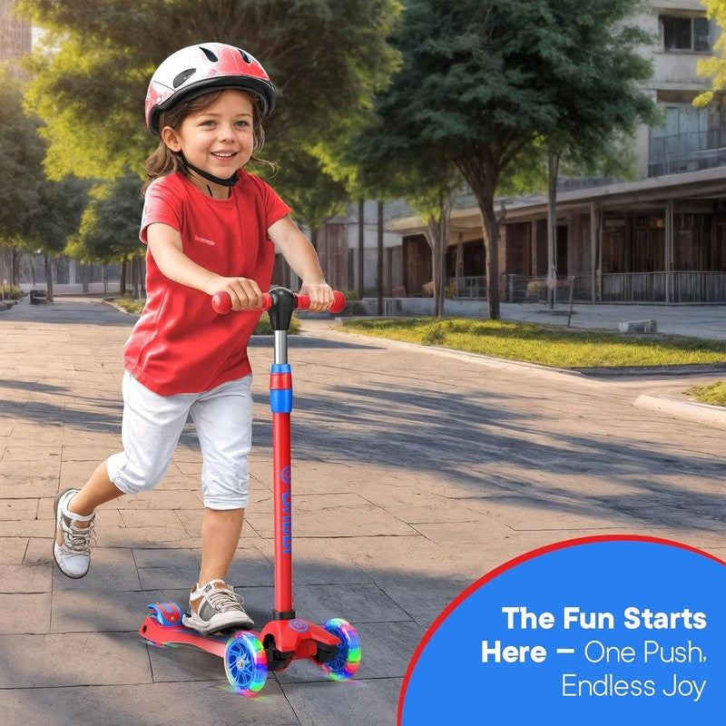 3 Wheel Kids Scooter Lean to Steer Adjustable Handlebar Anti Slip Deck Red/Blue1