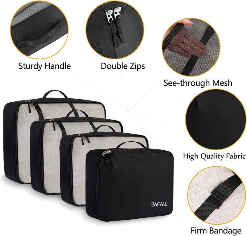 Jet Black 8 Piece Packing Cubes Set for Organized Travel Essentials3