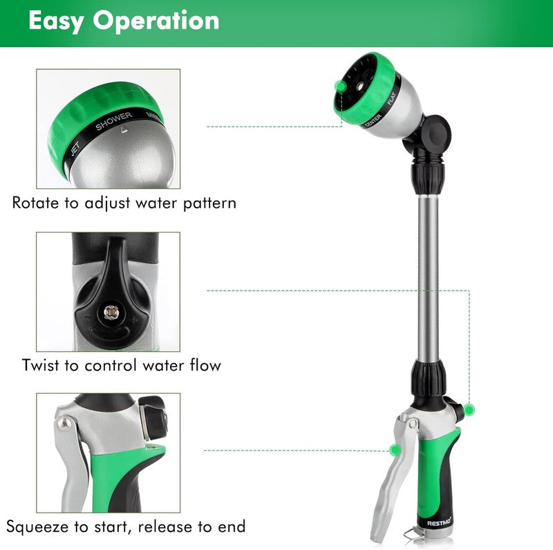 Heavy Duty Metal Watering Wand with 7 Spray Patterns and 180° Swivel Head2