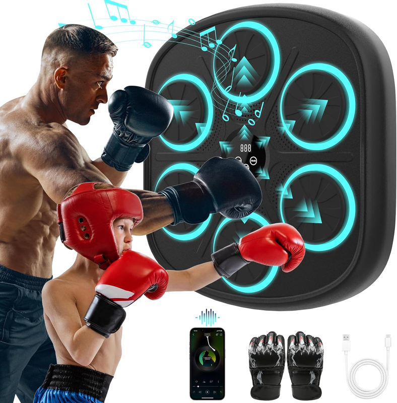 2025 Music Boxing Machine Wall Mounted Punch Trainer w Gloves 9 Modes10