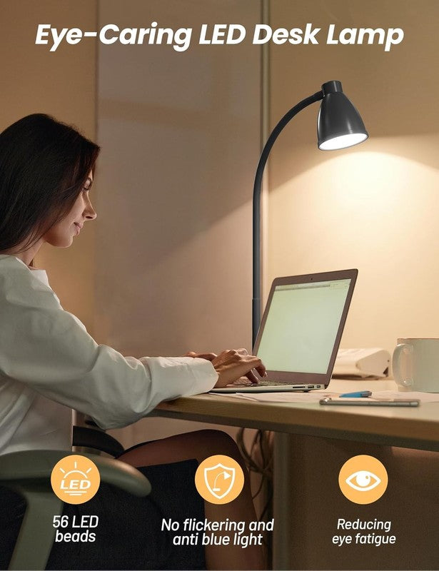 Dimmable LED Desk Lamp with USB Port & Gooseneck for Home & Office Use2