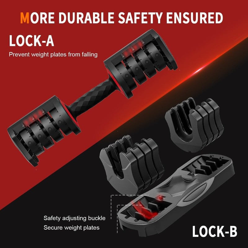 25lb Adjustable Dumbbell w/ Anti-Slip Handle Fast Adjust Home Gym Tray3