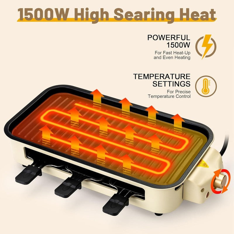 2 in 1 Electric Indoor Grill Smokeless 1700W Nonstick Removable Plate3