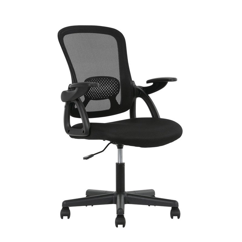 Ergonomic Mesh Back Office Chair with Flip up Arms for Adults, Black Fabric, 2758