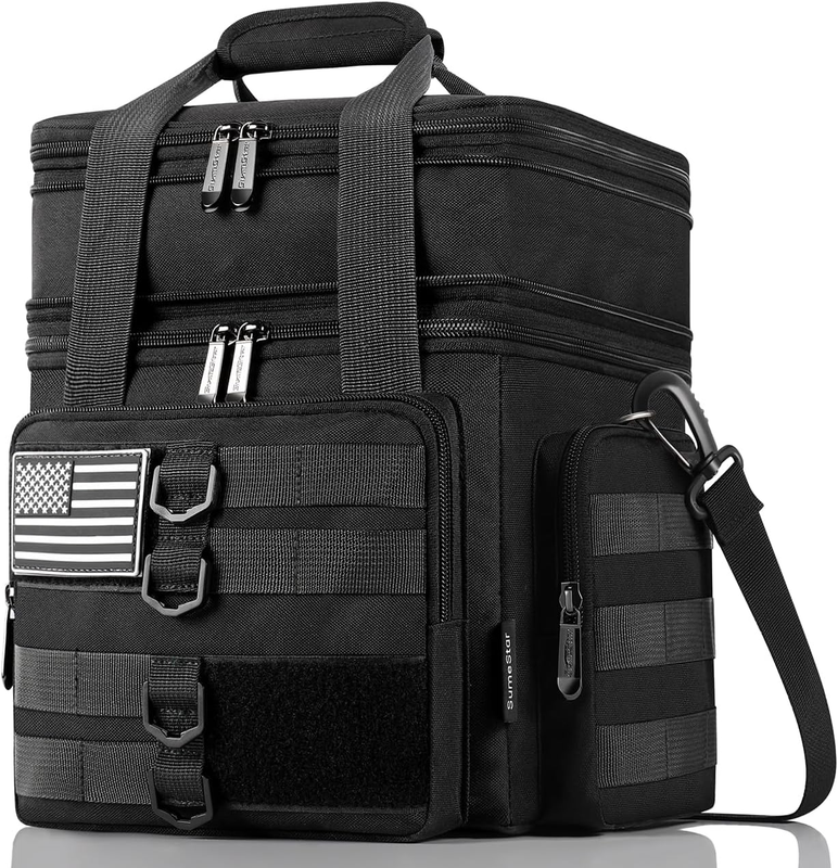 Tactical Lunch Box Large Insulated Double Deck Cooler Bag American Flag Black10