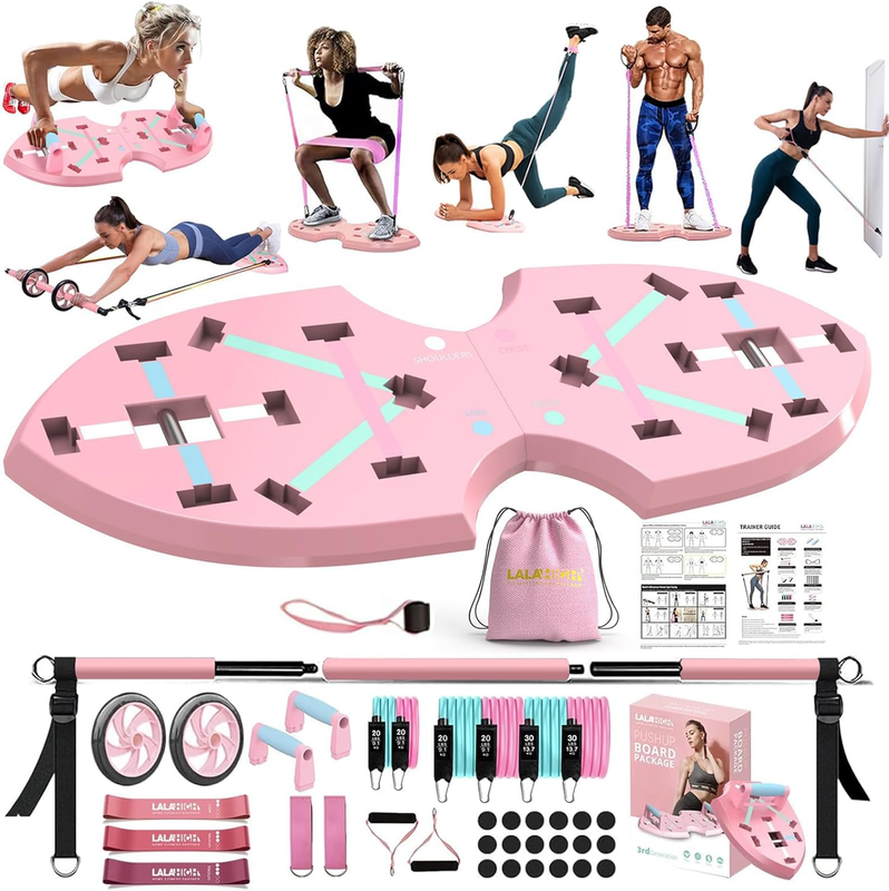 36-in-1 Push Up Board Home Gym w/ Ab Roller Bands Foldable Full Body Training0