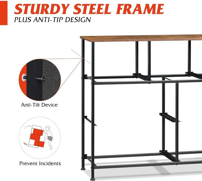 7 Drawer TV Stand Dresser Black & Rustic Brown Metal Frame Wood Top Storage7