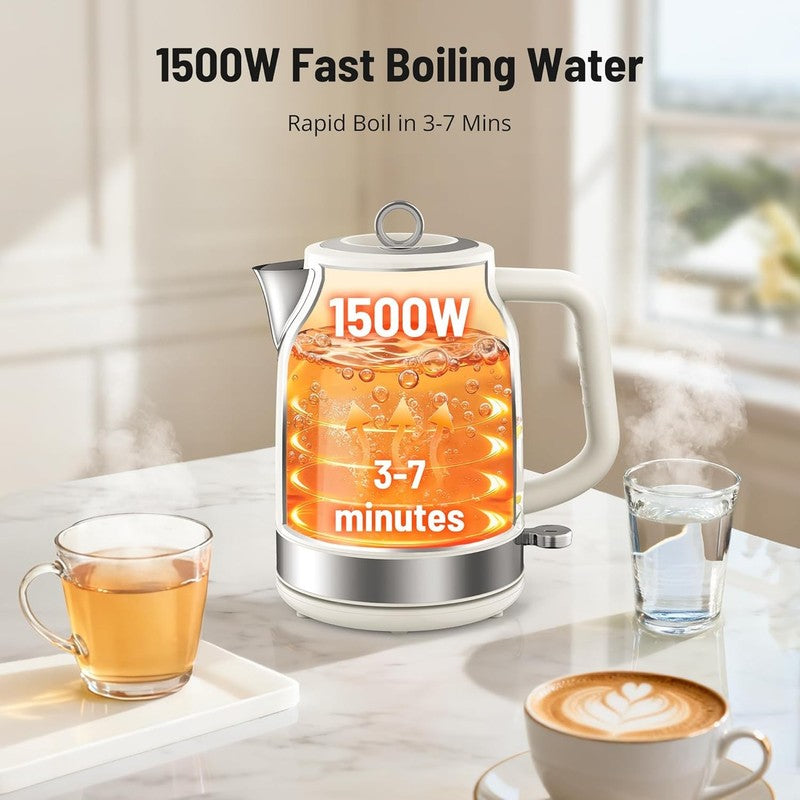 Retro Stainless Steel Electric Kettle 1.7L 1500W Fast Boil Thermometer2