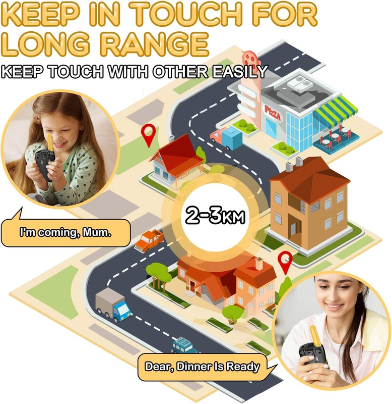 Kids Walkie Talkies Yellow 22 Channel 2 Way Radio 3 Mile Range LCD1
