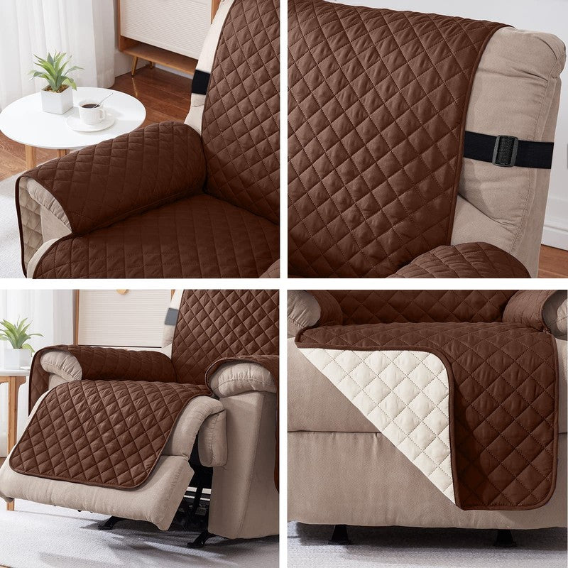 Reversible Recliner Chair Cover Coffee 25" Washable Slipcover for Pets & Kids3