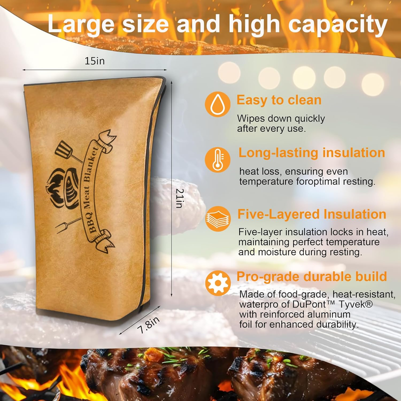 BBQ Blanket for Resting Meat, Heavy-Duty Waterproof Smoker Blanket for Briskets 1