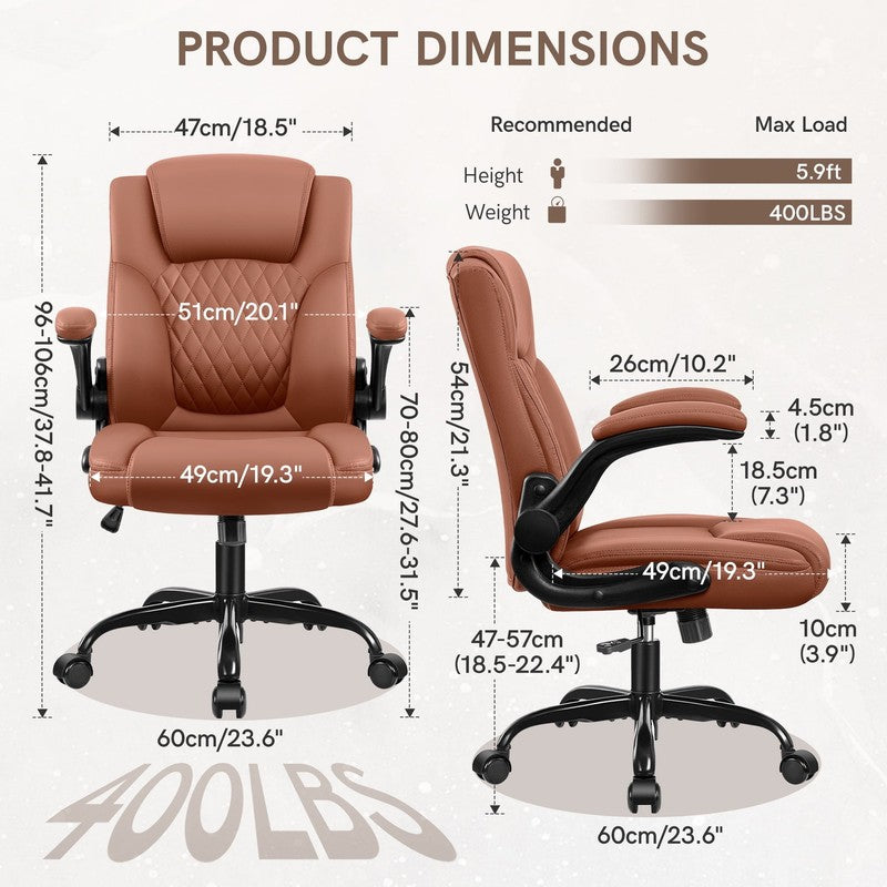 Leather Office Chair, Big and Tall Office Chair 400LBS Wide Seat Ergonomic Compu1