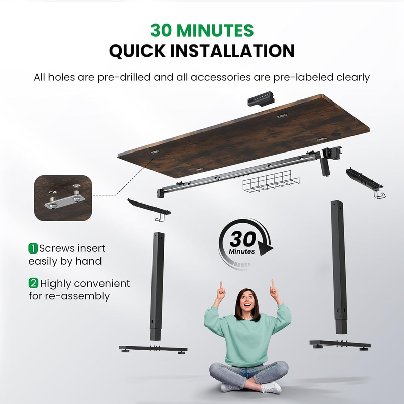 48x24 Electric Standing Desk Sit Stand Adjustable Height Desk Memory Control8