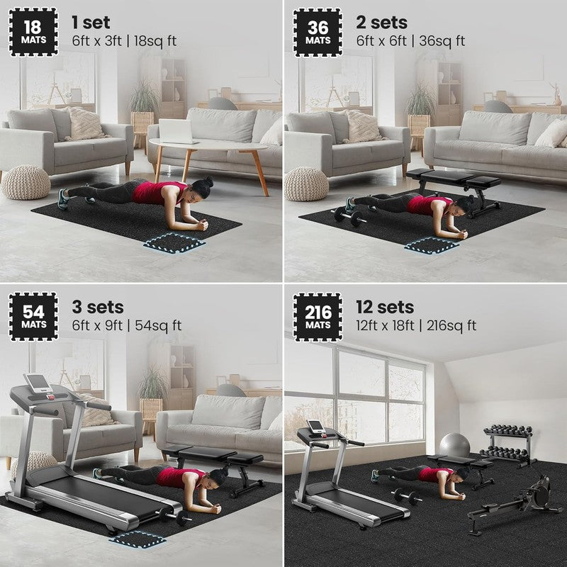 Interlocking EVA Foam Gym Flooring Set - 18 Pcs 12.6"x12.6" Tiles2