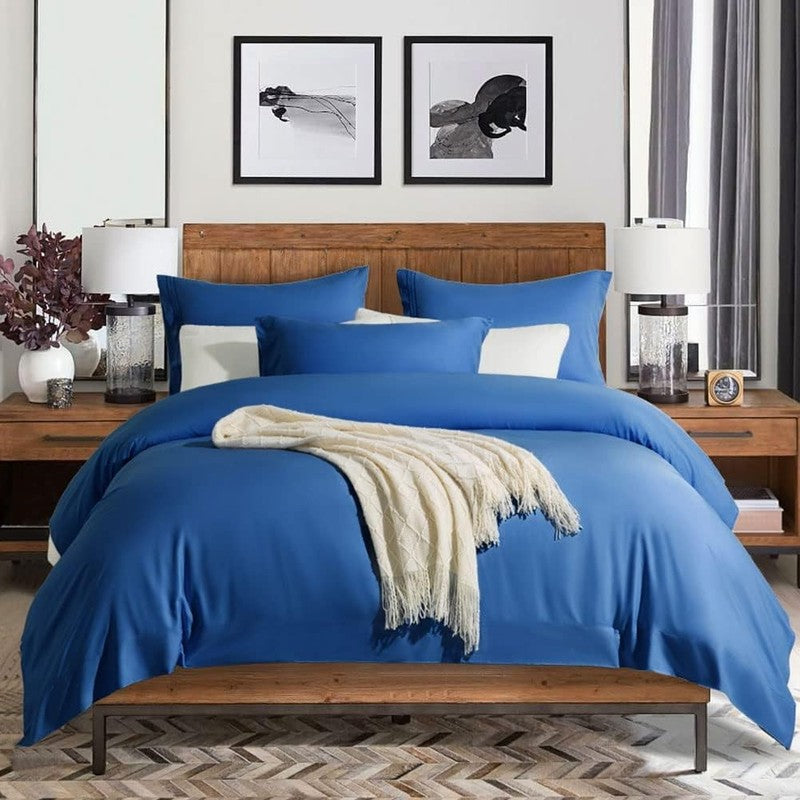 Luxury 1800 TC Microfiber Bed Sheet Set   Navy Blue, Queen, 4 Pieces5