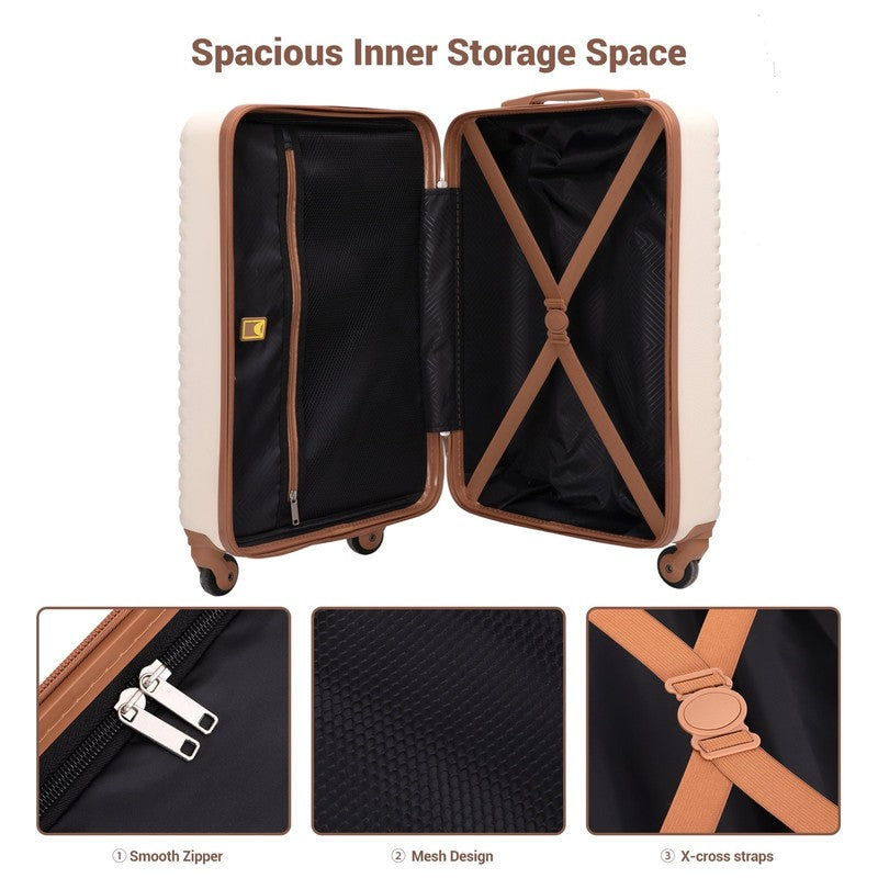 3 Piece Carry on Luggage Sets, Hardside Suitcase Set with Double Spinner Wheels,2