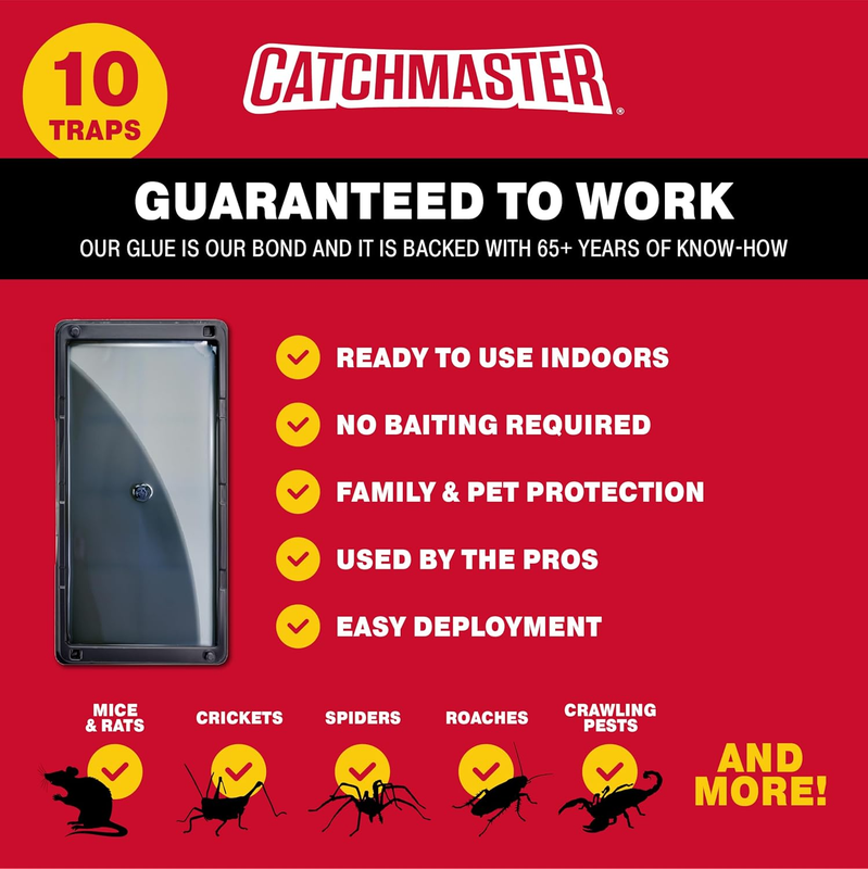Rat, Snake and Mouse Traps 10Pk, Large Bulk Glue Rat Traps for Home, Adhesive Pl2