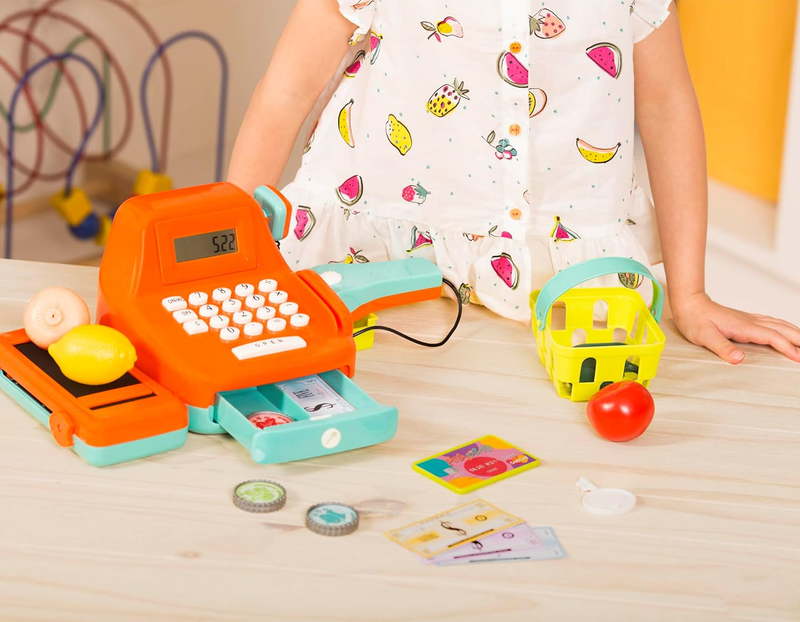   Interactive Kids Cash Register with Scanner & Sounds   26 Piece Pretend Play S9