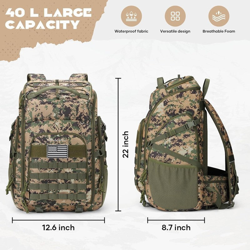 Tactical Backpack 40L Men Hiking Camping Gym Molle Camouflage Green3