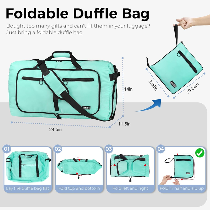 65L Travel Duffel Bag Foldable w/ Shoe Compartment Water Resistant Gray2