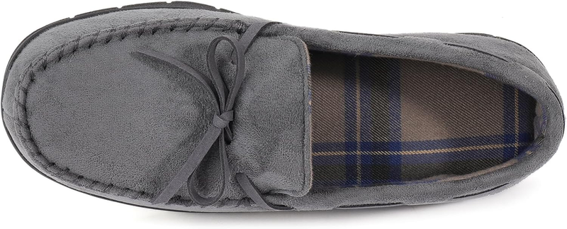 Mens Moccasin Slippers Memory Foam Indoor Outdoor Anti Slip House Shoes2