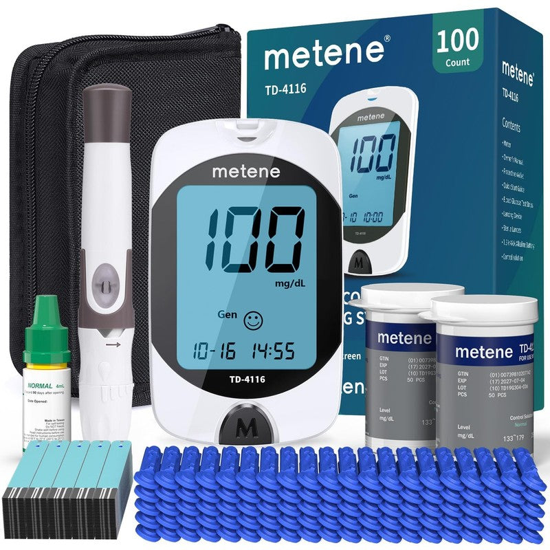 TD 4116 Blood Glucose Monitor Kit, 100 Glucometer Strips, 100 Lancets, 1 Blood S1