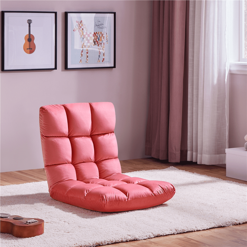 Floor Folding Gaming Sofa Chair with 14 Adjustable Positions, Pink2